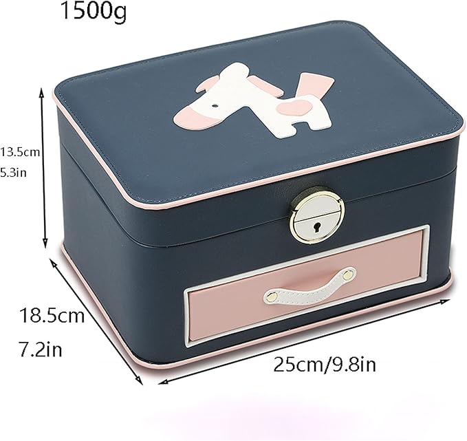 Jewelry storage box Makeup Organizers Jewelry Box,Jewelry Box for Women Leather Jewelry Organizer Two Layers with Lock Display for Earrings Bracelets Rings Watches Jewelry Case (B)