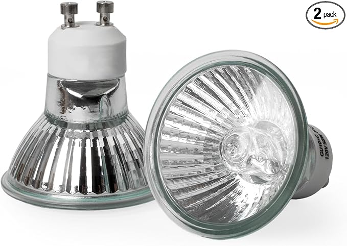 Elenhome 120v 50W GU10 Bulb for Candle Warmer Lamp, 2pcs gu10+c Dimmable 2800K Warm White Halogen Light Bulbs 2 pin, Wax Burner Light Bulb, Full Glass Cover Reflector Track & Recessed Light Bulbs