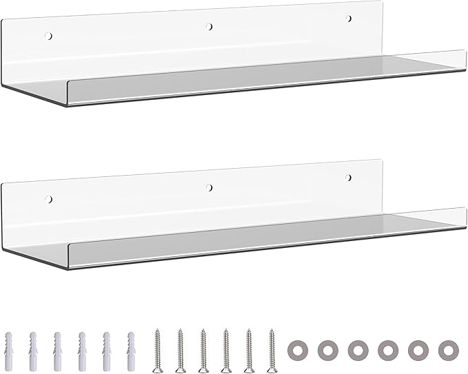Wall-Mounted Acrylic Shelves Suitable for Wall-Mounted Display Rack Storage Rack Suitable for Children's Bookshelf Room Wall Decoration Bedroom Kitchen Living Room