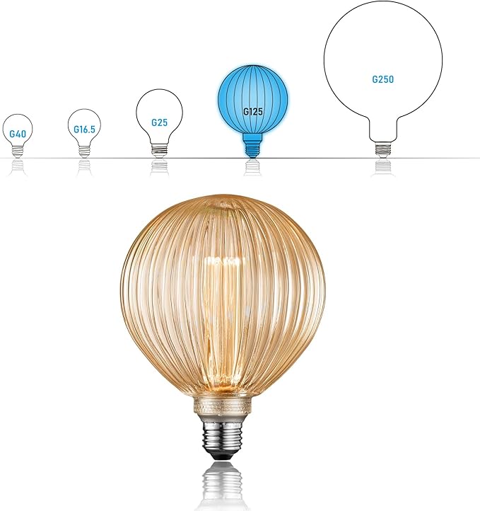 ESCENA Artist Series LED Globe Decorative Light Bulb 3.5W, G125 Round Edison Bulbs Dimmable, Virtual Filament Vintage Edison Bulb, Clear Glass, E26 Medium Base, UL Listed, 2200K Soft Warm White