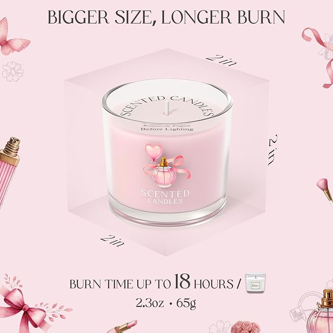 CHILLFLAME Pink Candles, Scented Candle Gift Set for Stress Relief, 6 Votive Candles for Women and Men, Birthday Candle Gifts for Women, Candles Gifts for Women (Pink, 14 oz)