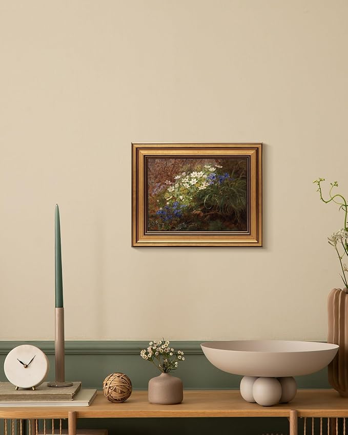 HUARCEY Gold Framed Vintage Wall Art for Living Room, Bathroom Shelf Wildflowers Prints Decor Aesthetic Classical Floral Paintings Farmhouse Wall Decor, Retro Table Desk Decoration for Bedroom 8"x10"