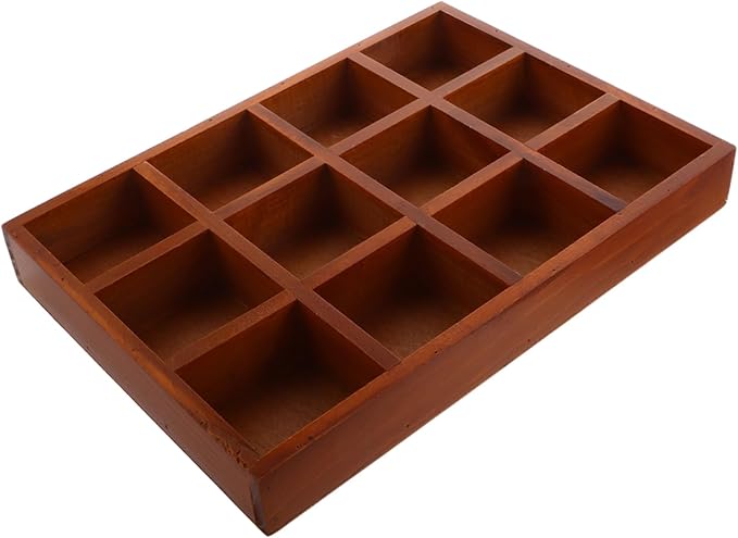 PRETYZOOM Wooden Jewelry Box Compartments Vintage Makeup Case Retro Desktop Organizer Earring Holder Decorative Storage for Home