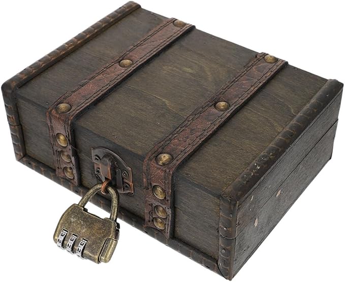 Zerodeko Retro Wooden Storage Box Cute Jewelry Box Makeup Organizer Necklace Jewelry Organizer Vintage Decor Lockable Home Decor Desk Organization
