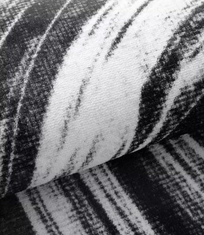 Dark Brown Black Stripes Irregular Rug 6x8 Retro Aesthetics Irregular Shaped Area Rug for Living Room Bedroom Guestroom Washable Carpet Geometric Art Deco Playroom Apartment Non Slip Floor Mats