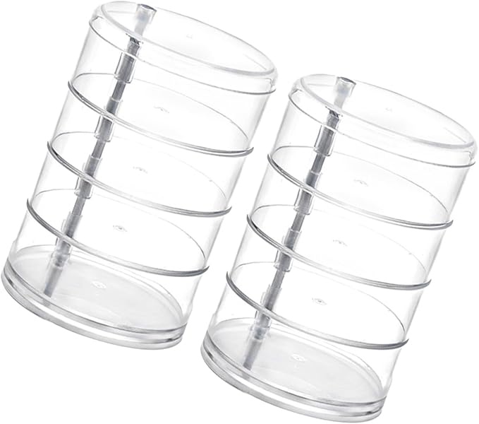 Beaupretty 2pcs Plastic Circular Jewelry Box Four-layer Rotating Storage Organizer for Cosmetics and Items for Desktop Use