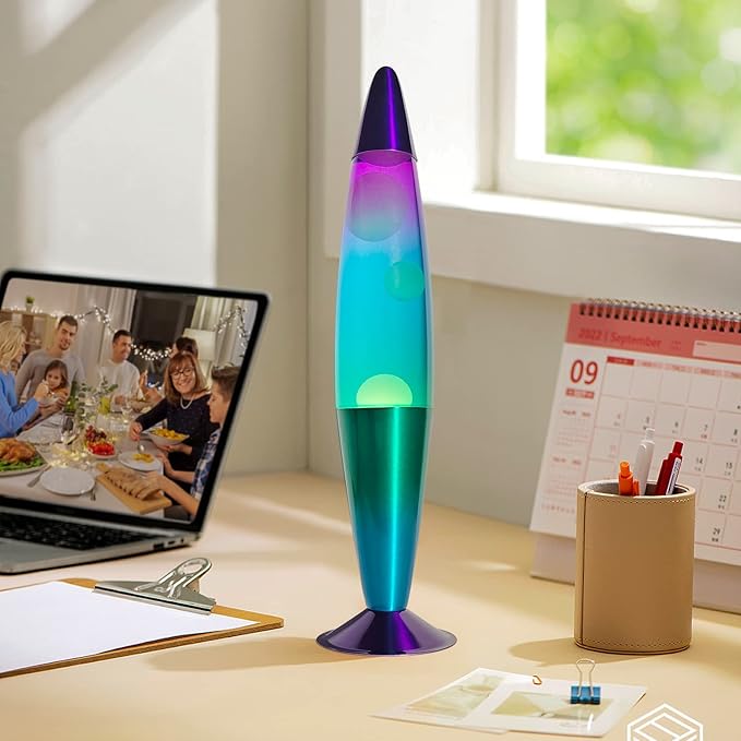 16 Inch Rainbow Motion Lamp, 2 Bulbs, Aurora Lamp, Night Light, Relaxing Mood Lighting for Adults, Home Office Decor, Birthday Present, Green Blue Purple