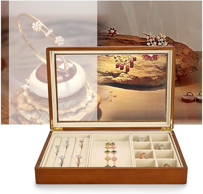 Makeup Organizers Multifunctional Jewelry Box Wooden Jewelry Storage Box Ring Display Tray Bracelet Storage Box Jewelry Case (Color : A1)