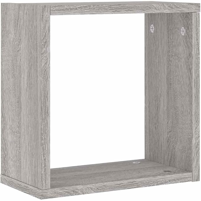vidaXL Modern Wall Cube Shelves Set of 2 Gray Sonoma 11.8X5.9X11.8 in Storage Floating Mounted for Living Room and Office Display Shelf Organizer Hanging Bookshelf