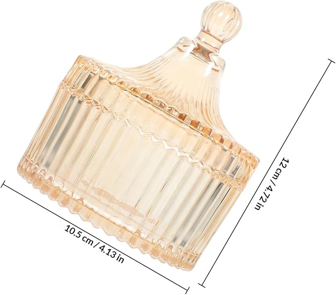 TIDTALEO Glass Apothecary Jar with Lid Amber Color, Decorative Candy and Snack Storage Container for Kitchen and Bathroom Organizer, Makeup and Jewelry Holder