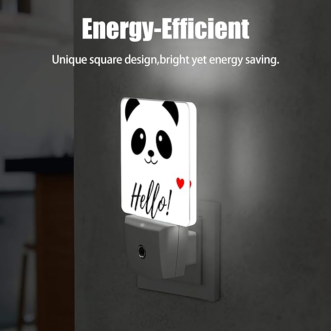 Hello Panda Night Light, Smile Animal Night Lights Plug into Wall Decor for Bedroom, Bathroom, Hallway, Kitchen, Dusk to Dawn Sensor Nightlights for Women Men Room Gifts
