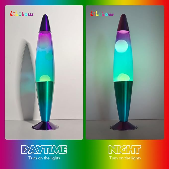 16 Inch Rainbow Motion Lamp, 2 Bulbs, Aurora Lamp, Night Light, Relaxing Mood Lighting for Adults, Home Office Decor, Birthday Present, Green Blue Purple