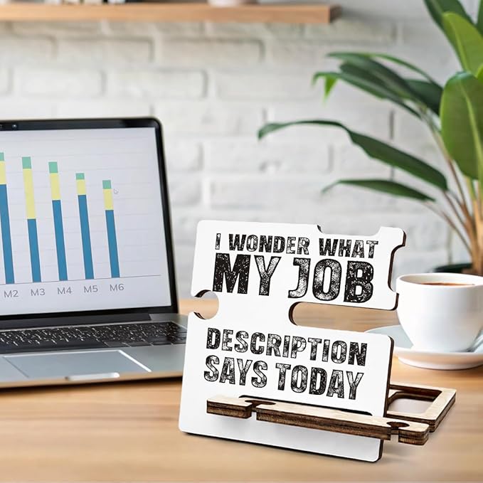 Funny Office Desk Decor - Multi-functional Desk Organizer - Humorous Office Quote Wooden Sign for Office Desk Shelf Decor