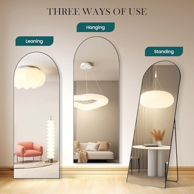 NEWBULIG Full Length Mirror, Full Body Floor Mirror with Aluminum Alloy Thin Frame, Wall or Standing Mirror for Bedroom, Living Room, Dressing Room