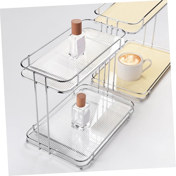 Cabilock 2tier Bathroom Countertop Organizer for Cosmetics Acrylic Storage Shelf Stylish and Sturdy Vanity Rack for Toiletries and Makeup Easy to Clean and Install Space-Saving for Bathroom