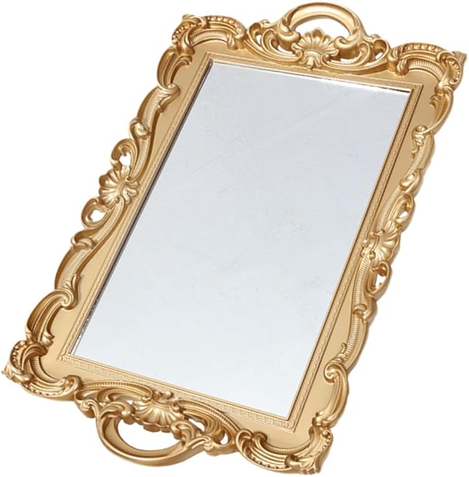 Perfume Tray Vanity Mirror Tray for Dresser Tops Decorative Makeup Organizer Home Décor and Photo Prop