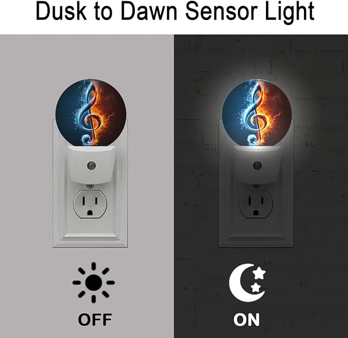 Music Note Night Light Plug-in Sleep Lamp Led Dusk to Dawn Night Light for Bedroom