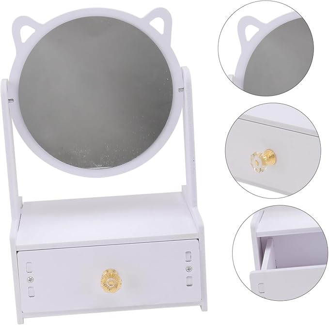 CALLARON Large Desktop Cosmetic Mirror with Drawer Storage Box Portable Makeup Mirror for Girls for Vanity and Travel Dimmable Touch Screen Stylish Makeup Organizer