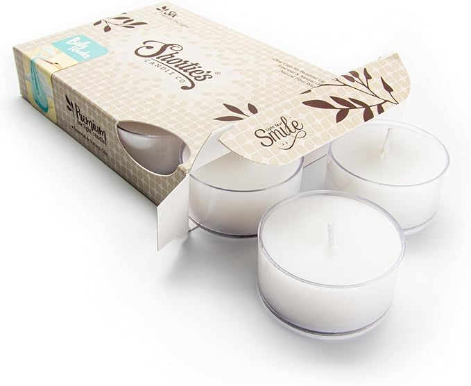 Shortie's Candle Company Baby Powder Premium Tealight Candles - Highly Scented with Essential & Natural Oils - 6 White Tea Lights - Beautiful Candlelight - Made in the USA - Fresh & Clean Collection