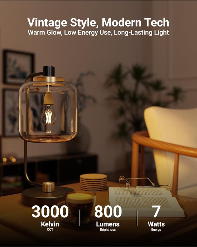 Sunco 12 Pack A15 3000K Light Bulbs LED, Edison Style Bulb, Dimmable Vintage Filament Lighting, 800 LM, 7W (60W Equivalent), Warm White, E26 Medium Base, Wet Rated UL