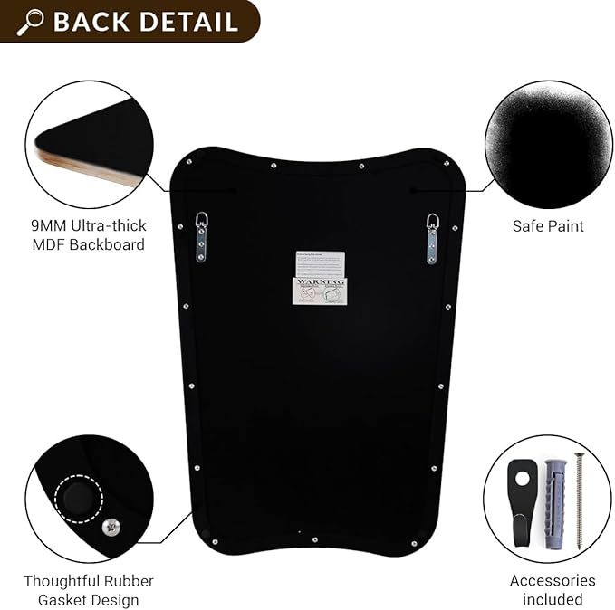 ANDY STAR 24"x32" Matte Black Mirror, Bathroom Mirror for Over Sink, Modern Irregular Shaped Mirror in Rust-Proof Stainless Steel 1” Frame, Decorative for Bathroom, Bedroom or Entryway