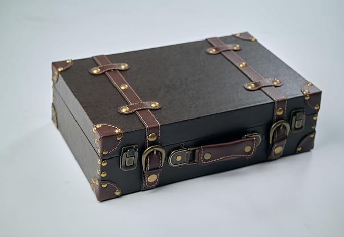 wald imports - Paperboard Suitcase -Decorative Storage Boxes - Suitcase for Decoration, Storage, and More (Brown)