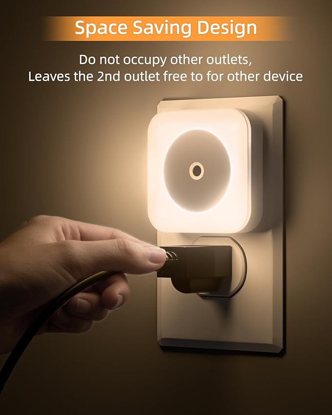 6-Pack LED Night Lights Plug into Wall,Bright Nightlight Auto-On/Off and Dimmable,0.5W Plug in Socket Night Light,Smart Sensor,Daylight White,for Adults Kids Bedroom Bathroom Hallway Kitchen Decor