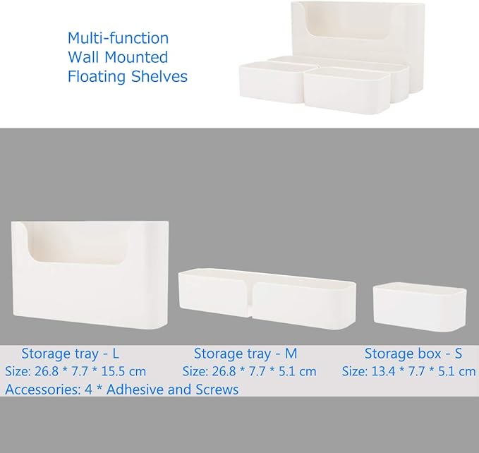 Floating Shelf Wall Mounted Non-Drilling Adhesive Bathroom Organizer Ledge Shelf for Home Decor