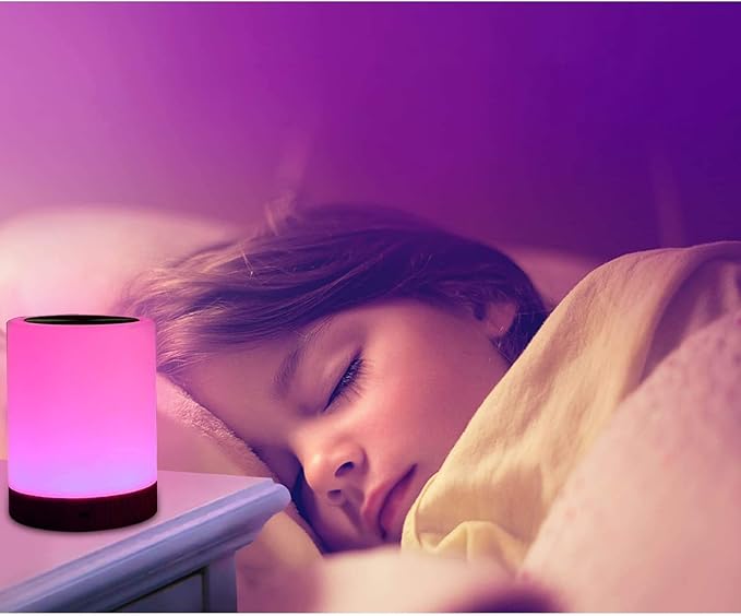 UNIFUN Night Light, Touch Lamp for Bedrooms Living Room Portable Table Bedside Lamps with Rechargeable Internal Battery Dimmable 2800K-3100K Warm White Light & Color Changing RGB (Regular Size)…