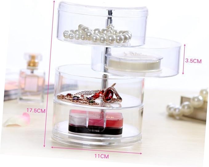 2pcs Four-layer Rotating Jewelry Storage Box Circular Desktop Organizer for Makeup and Accessories Plastic Cosmetic Case for Easy Access and Organization