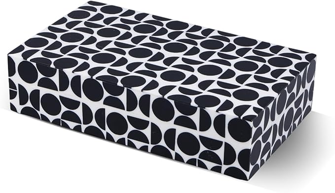 Handicrafts Home Large Decorative Storage Box with Lid – 8x5x2” Coffee Table Organizer, Keepsake- Decorative Boxes for Home Decor, Stylish Decorative Box for Office Decor- Geopop- Black White