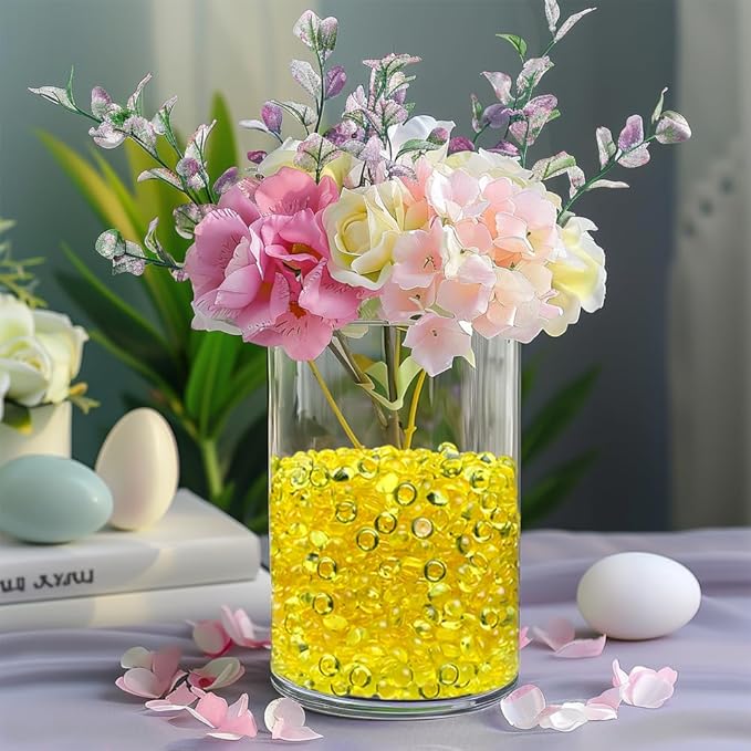 HappyFiller Easter Spring Decoration 4400 PCS 7mm Small Acrylic Flat Marbles,Party Confetti Table Scatters,Makeup Brush Candle Holder Decor Vase Fillers,Yellow