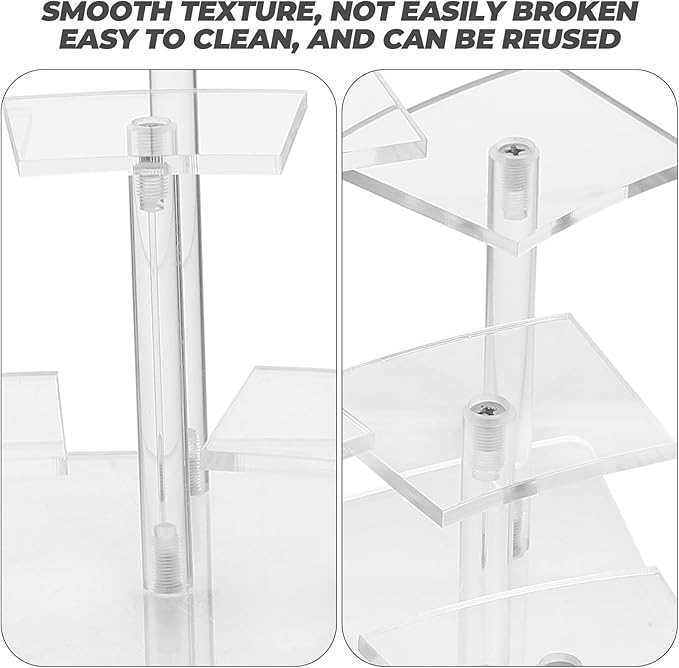 Multi-layer Acrylic Display Rack with 10 Curved Slots, Doll Rack and Handicrafts Storage Shelf for Collectibles and Makeup Organizer