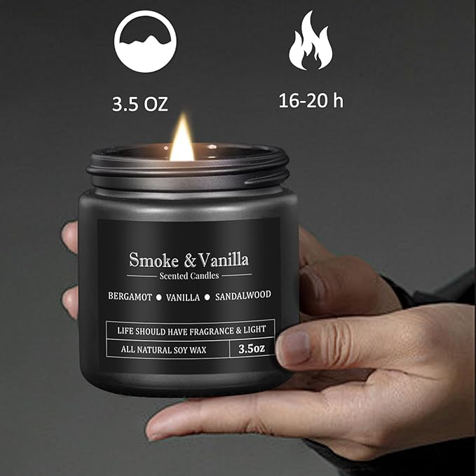 8 Pack Scented Candles for Men, Masculine Candle Gift Set with Smoky & Woody Scents, Soy Wax Aromatherapy Candles for Home, Birthday Gift for Him, Boyfriend, Spring Candles
