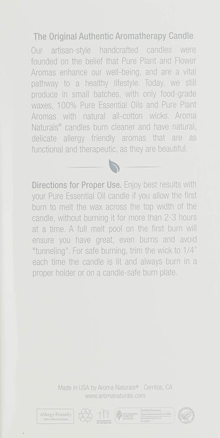 Aroma Naturals Essential Oil Scented Pillar Candle, Tranquility, 2.75 Inch X 5 Inch, Lavender, 1 Pound