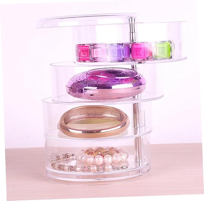 2pcs Plastic Jewelry Storage Box Four-layer Circular Organizer for Makeup Accessories and Items for Desktop Use