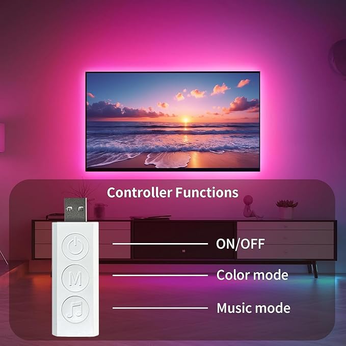 KSIPZE LED Lights for TV, 13.1ft TV led Backlight for 40-55Inch TVs RGB TV Backlight Behind Music Sync Bluetooth APP & Button Control TV LED Strip Lights USB Powered for Bedroom/Gaming