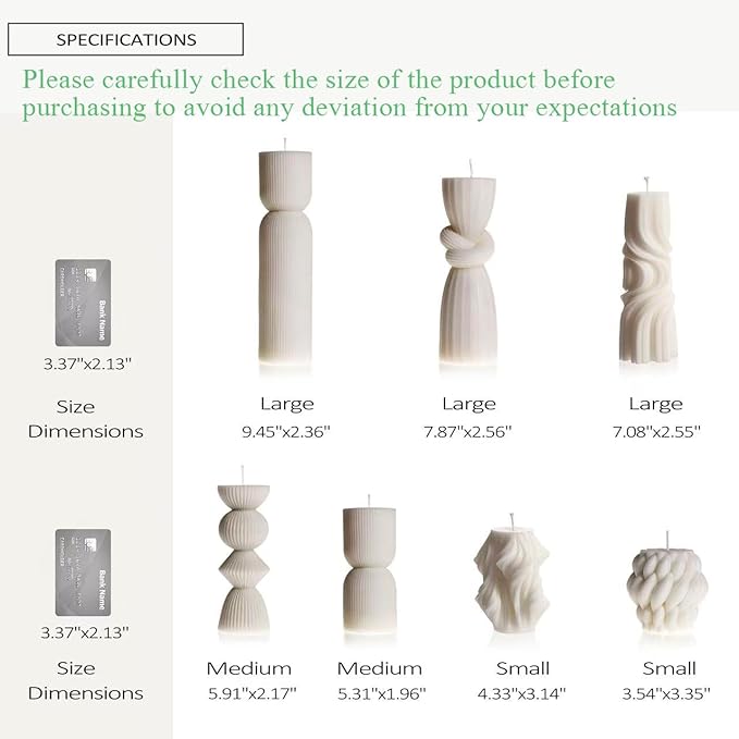 7-Pack Pillar Candles - Soy Wax Handmade Ribbed Candles for Home Decor, Housewarming Gift, Shelf & Table Decor - Aesthetic Modern Candles Set (White)