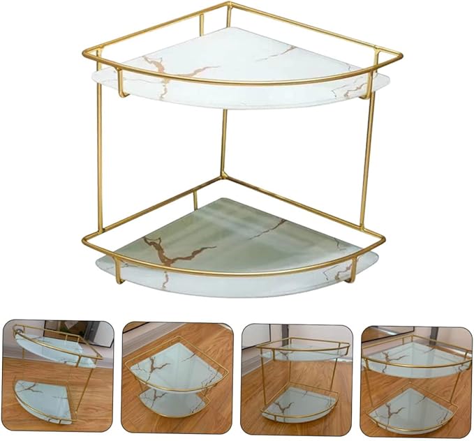 Happyyami Bathroom Organizers Storage Corner Shelf Makeup Organizer for Vanity Storage Rack Corner Rack for Bathroom