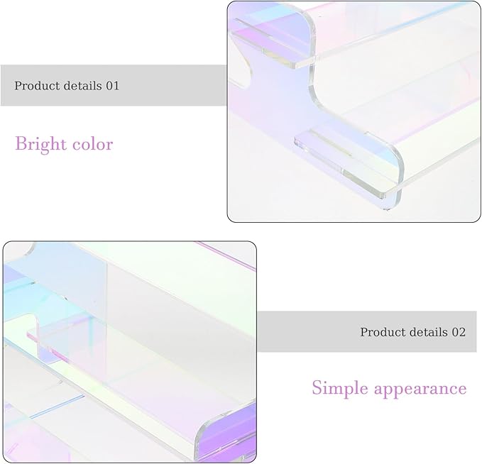 Iridescent Acrylic Display Risers Stand Perfume Dessert and Cosmetic Organizer Desktop Display Shelf