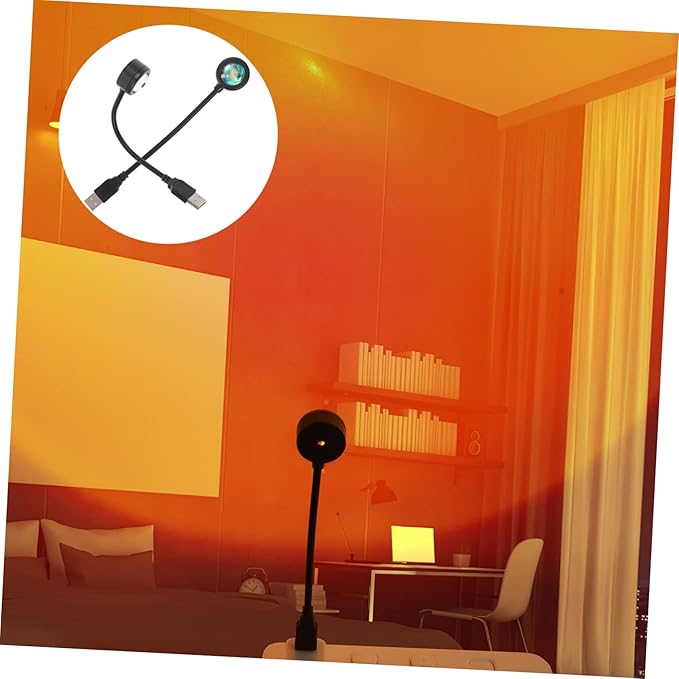 Alipis USB Sunset Projection Lamp 2 Pack - Portable Night Light for Bedroom Living Room Party Mood Lighting with High Brightness Led and Transparent Lens