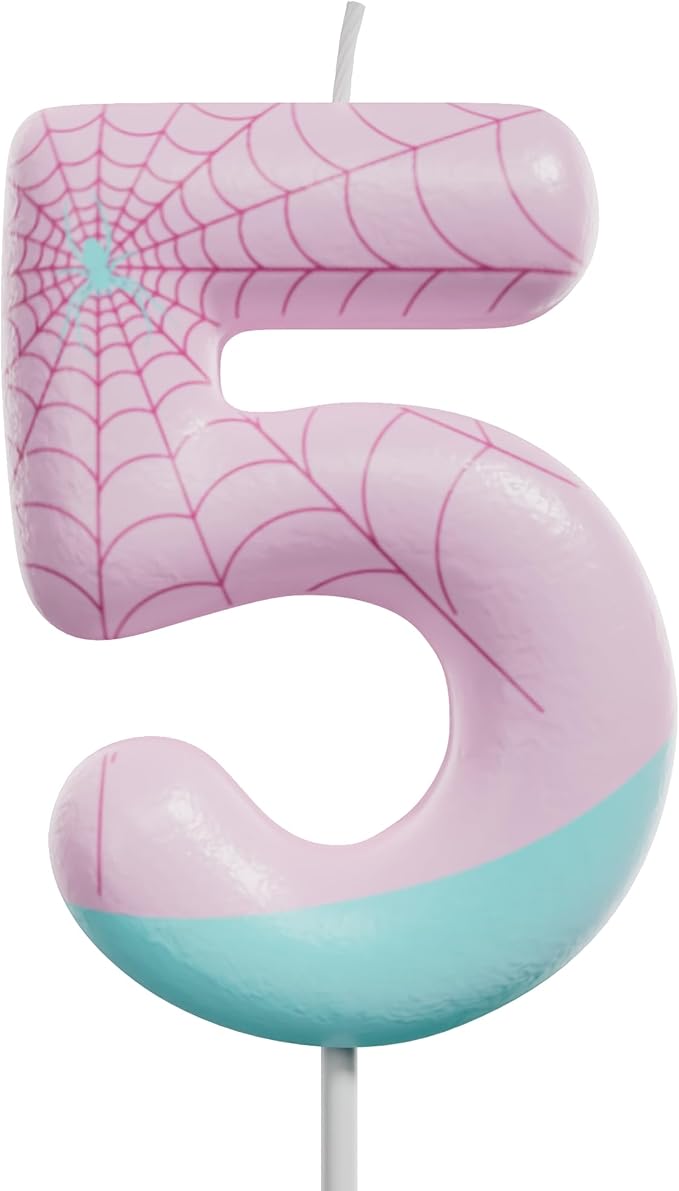 Pink Spider Birthday Number Candles – Multi-Color Decorative Cake Toppers for Kids Party & Celebration (Pink, 5)