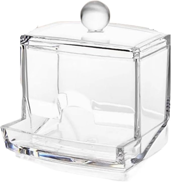 Transparent Cotton Swab Storage Box Makeup Organizer Acrylic Storage Box Cotton Swab Cosmetic Box Bathroom Bedroom Storage