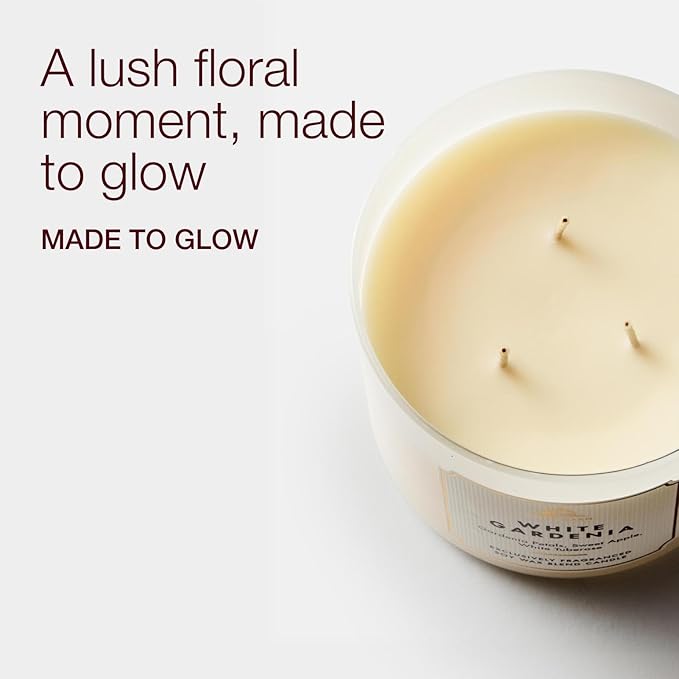 Bath & Body Works White Gardenia 3-Wick Candle - Scented Candle for At-Home Use - Long-Lasting, Room-Filling Fragrance - High Fragrance Oil Concentration - Soy Wax Blend
