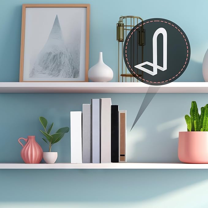 Chunful 6 Pcs White Book Ends for Shelves Modern Metal Bookends Decorative Small Bookends Book Shelf Organizer Minimalist Design Stopper to Hold Books for Home Office (5.5 * 3.75 * 2.25inch)