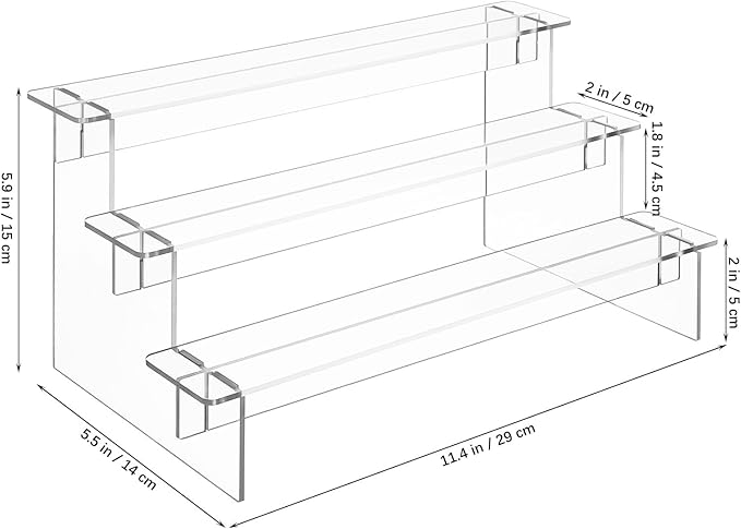 Milisten 2pcs Acrylic Display Riser Shelf 3-tier 29cm Organizer for Figurines Jewelry Makeup and Home Décor