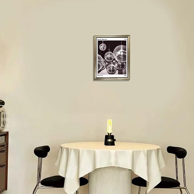 Disco Ball Decor, Vintage Framed Print Posters for Room Aesthetic, Trendy Retro 70s Decor Funky Wall Art, Preppy Bar Cart Canvas Artwork
