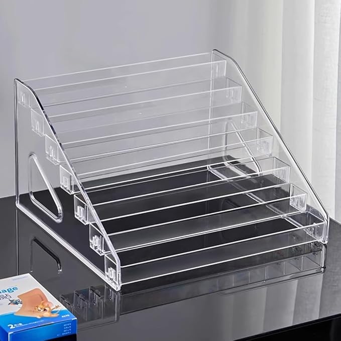 White Acrylic Card Display Stands - 7 Tier Clear Acrylic Display Shelf, Makeup Organizer Perfume Organizer, Acrylic Shelves,Sticker Display,Card Stands For Display,Card Display Stand,Figure Display