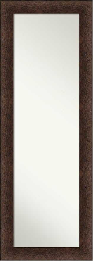 Amanti Art Brown Full Length Mirror for Door, 53x19 Warm Walnut Tall Wall Mirror Full Length, Mounted to Door or Closet Wall with no Visible Brackets, Casual Wood Frame, Bedroom Decor
