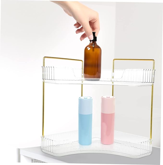 UKCOCO Transparent Corner Shelf Organizer Kitchen and Bathroom Countertop Storage Rack for Spices Makeup Perfume Stable and Multi Scene Use Organizer